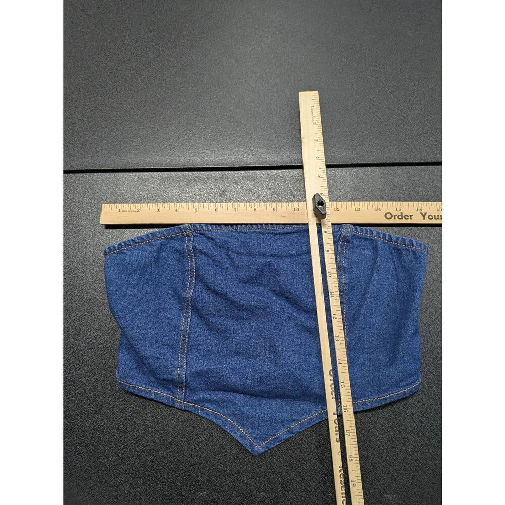 NWT La Armario Sleeveless Denim Crop Tube Top Blue Women XL - Picture 4 of 4
